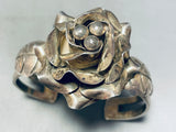 3d Rose!! Vintage Southwest Sterling Silver Bracelet Cuff Old-Nativo Arts