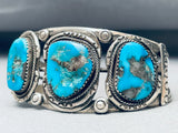 Superior Vintage Native American Navajo Morenci Turquoise Sterling Silver Bracelet-Nativo Arts