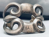 Heavy Thorn Vintage Native American Navajo Hand Casted Sterling Silver Bracelet Old-Nativo Arts