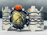 Superior Native American Navajo Yellow Turquoise Sterling Silver Bracelet Rob Yellowhorse-Nativo Arts