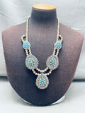 One Of The Most Fab Vintage Native American Navajo Turquoise Sterling Silver Necklace-Nativo Arts