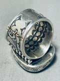 Magnificent Native American Navajo Damale Turquoise Sterling Silver Signed Ring-Nativo Arts