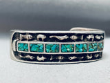 Animal Slag Vintage Native American Navajo Turquoise Inlay Sterling Silver Bracelet-Nativo Arts