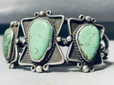 Sturdy Vintage Native American Navajo Green Turquoise Sterling Silver Bracelet-Nativo Arts