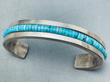 Rare Large Wrist 8 Inch Inches Turquoise Sterling Silver Inlay Bracelet-Nativo Arts