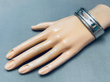 One Of The Most Unique Vintage Navajo Turquoise Inlay Sterling Silver Bracelet-Nativo Arts