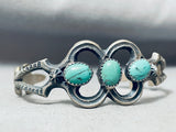 Domed Spiderweb Turquoise Vintage Native American Navajo Sterling Silver Bracelet