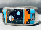 6.5 Inch Wrist Vintage Native American Navajo Turquoise Inlay Sterling Silver Bracelet-Nativo Arts