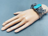Best Vintage Native American Navajo Wolf Turquoise Sterling Silver Bracelet Cuff-Nativo Arts