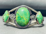 One Of The Most Beautiful Vintage Native American Navajo Gaspeite Sterling Silver Bracelet-Nativo Arts