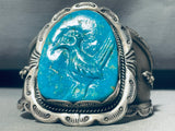 Chei Elmo Roadrunner!! Vintage Native American Navajo Turquoise Sterling Silver Bracelet-Nativo Arts