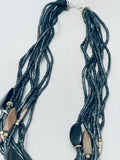 The Most Unique Black Onyx Hieshi Vintage Native American Navajo Sterling Silver Necklace-Nativo Arts