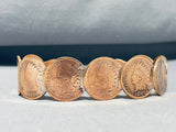 Unrivaled Native American Navajo Pilot Mountain Turquoise Indian Head Penny Bracelet-Nativo Arts