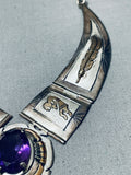 Important Vintage Native American Navajo Russell Sam Amethyst Sterling Silver Gold Necklace-Nativo Arts