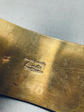 Important Vintage Native American Navajo Orville Tsinnie Brass Hand Tooled Bracelet-Nativo Arts