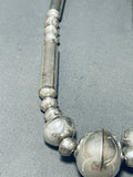 Rare Longer Vintage Native American Navajo Sterling Silver Tube Necklace-Nativo Arts
