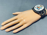 Earlier Native American Zuni Vintage Turquoise Kachina Sterling Silver Inlay Bracelet-Nativo Arts