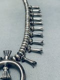 Superior Hand Tooled Vintage Native American Navajo Sterling Silver Squash Blossom Necklace-Nativo Arts