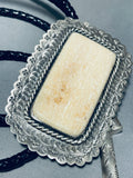 The Biggest Elk Bone Native American Navajo Sterling Silver Bolo Tie-Nativo Arts