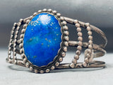Domed Lapis Vintage Native American Navajo Sterling Silver Bracelet Cuff Old
