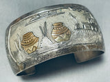 Eye Catching Vintage Native American Navajo 12k Gold Filled Sterling Silver Storyteller Bracelet-Nativo Arts