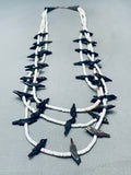 One Of The Most Unique Vintage Navajo Blackbird Sterling Silver Necklace-Nativo Arts
