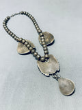 Fabulous Vintage Native American Navajo 4 Morenci Turquoise Sterling Silver Leaves Necklace-Nativo Arts