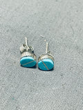 Sweet Vintage Native American Zuni Blue Gem Turquoise Sterling Silver Earrings-Nativo Arts