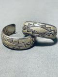 Traditional Vintage Native American Navajo Sterling Silver Earrings-Nativo Arts