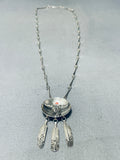 Cowskull Vintage Navajo Sterling Silver Feather Necklace-Nativo Arts