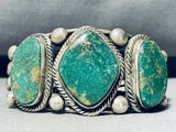 100 Gram Vintage Native American Navajo Green Turquoise Sterling Silver Bracelet-Nativo Arts