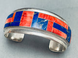 6.5 Inch Wrist Vintage Navajo Spiny Oyster Lapis Sterling Silver Bracelet-Nativo Arts