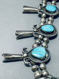 Gasp! 300 Grams Vintage Native American Navajo Turquoise Sterling Silver Squahs Blossom Necklace-Nativo Arts