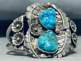 Extremely Detailed Authentic Vintage Native American Navajo Turquoise Sterling Silver Bracelet-Nativo Arts