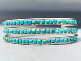 One Of The Best Vintage Zuni Turquoise Square Sterling Silver Bracelet Cuff-Nativo Arts