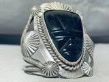 Face Of Onyx Vintage Southwest Sterling Silver Bracelet Cuff-Nativo Arts