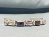 Gorgeous Native American Navajo Signed Garnet Amethyst Sterling Silver Bracelet-Nativo Arts