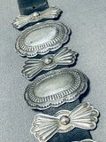 Huge Concho Belt Bracelet!!! Vintage Native American Navajo Hand Tooled Sterling Silver-Nativo Arts