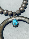 1920's Vintage Native American Navajo Turquoise Coin Silver Open Arms Necklace Wow!!!-Nativo Arts