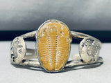 Trilobite Fossil!! Rare Vintage Native American Navajo Sterling Silve Rbracelet Cuff-Nativo Arts
