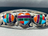 Hearts Of Inlay Vintage Turquoise Sterling Silver Bracelet Cuff-Nativo Arts