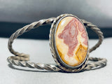Grapefruit Agate Vintage Native American Navajo Sterling Silver Bracelet Old-Nativo Arts