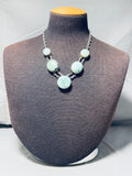 Mint Green!! Vintage Native American Zuni Turquoise Sterling Silver Necklace-Nativo Arts