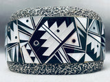 The Best Vintage Native American Navajo Black And White Sterling Silver Inlay Bracelet-Nativo Arts