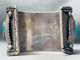 HEAVY VINTAGE 153 G NAVAJO TURQUOISE STERLING SILVER WATCH BRACELET