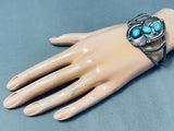 Amazing Vintage Native American Navajo Dome-shaped Turquoise Sterling Silver Wing Bracelet-Nativo Arts