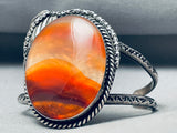 Montana Agate Rare Vintage Native American Navajo Sterling Silver Bracelet Old-Nativo Arts