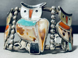 The Best Vintage Native American Navajo Owl Sterling Silver Inlay Bracelet Cuff-Nativo Arts