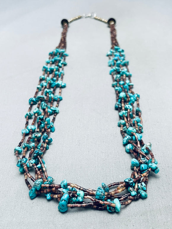 Superior Vintage Native American Navajo Turquoise Nugget Heishi Necklace Old-Nativo Arts