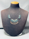 One Of The Finest Vintag Native American Zuni Turquoise Sterling Silver Dangling Necklace-Nativo Arts
